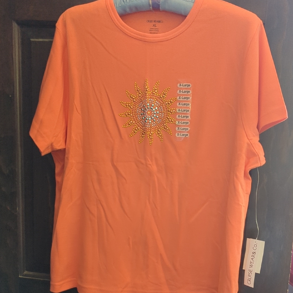 Orange Sunflower Embellished Tee by